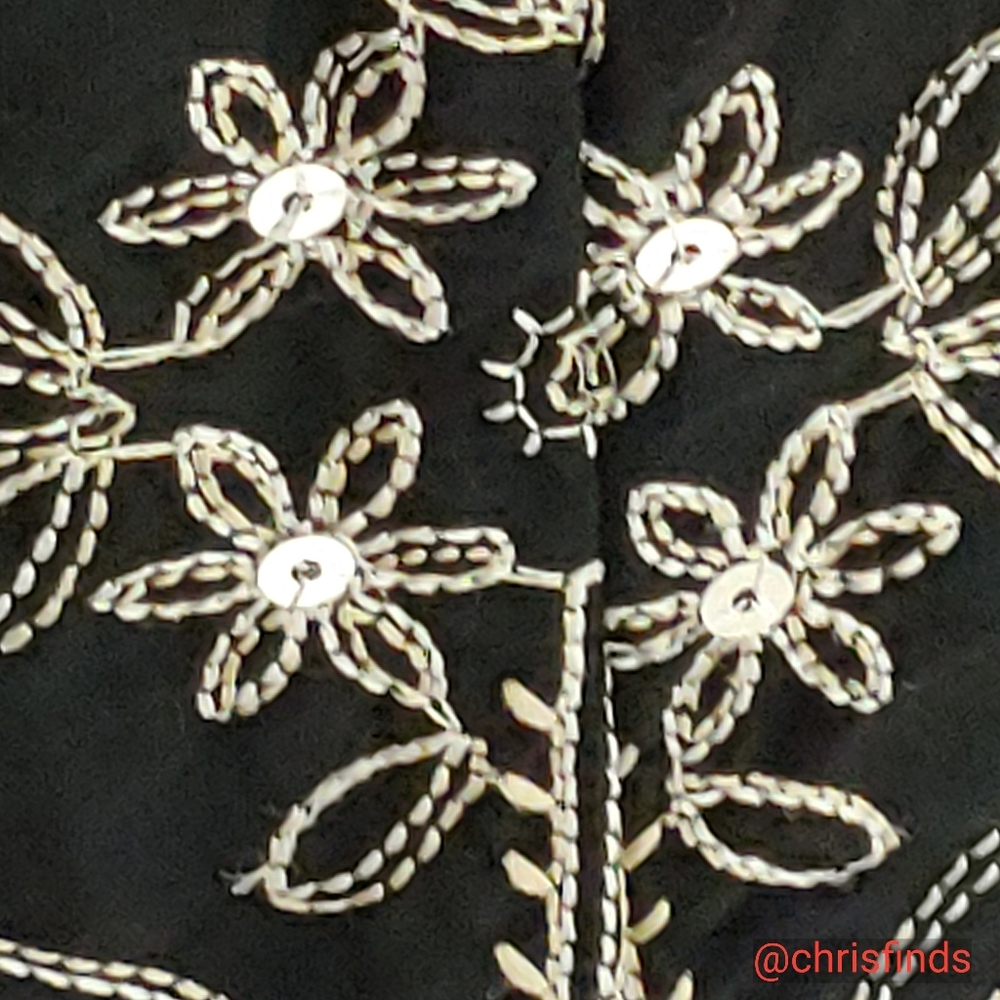 Elementz black cotton aline skirt Size L white Embroidered detail at hem - Picture 3 of 5